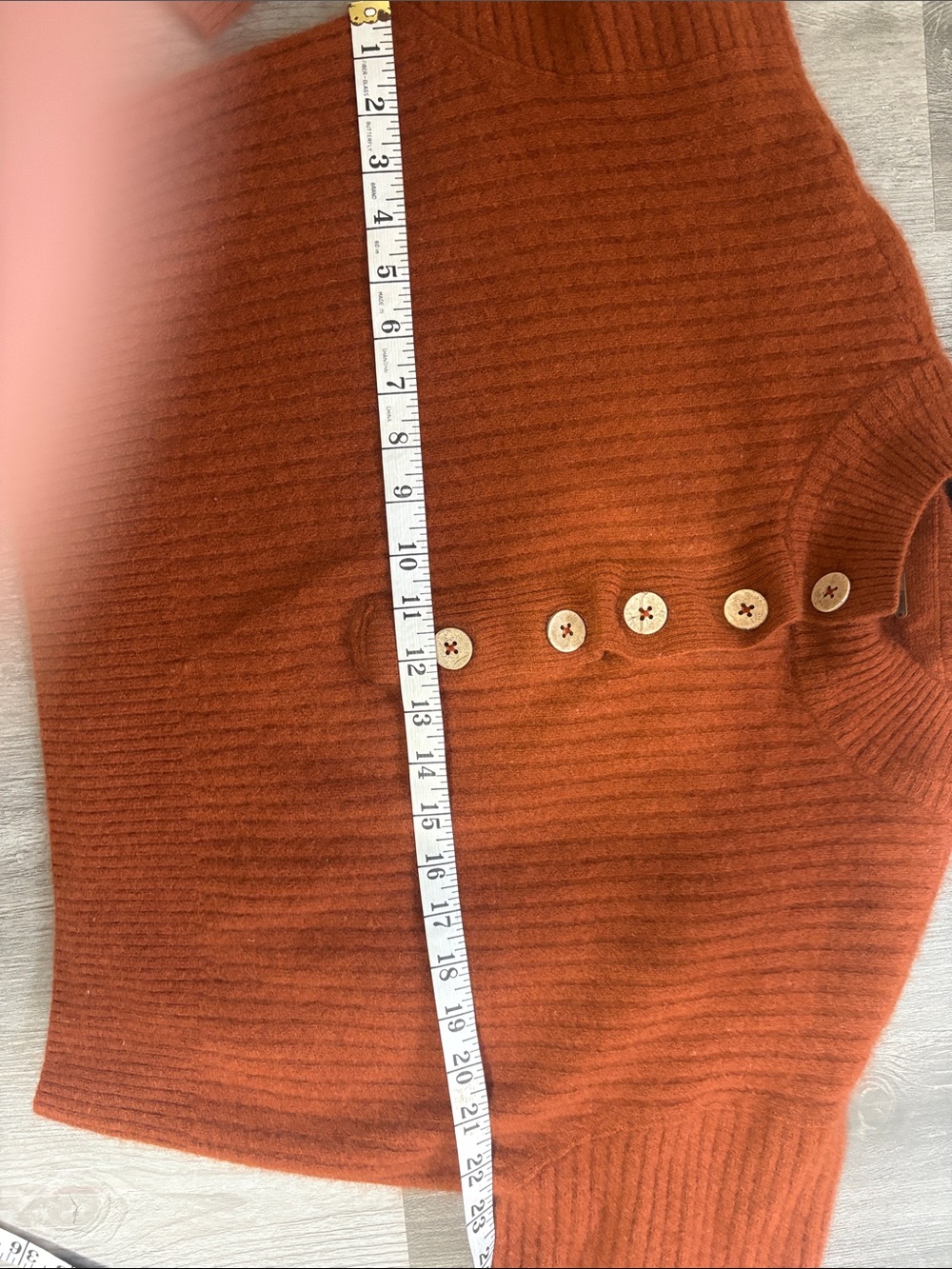 Free People Ribbed Button-Front Crew Sweater - Rust - Picture 8 of 8